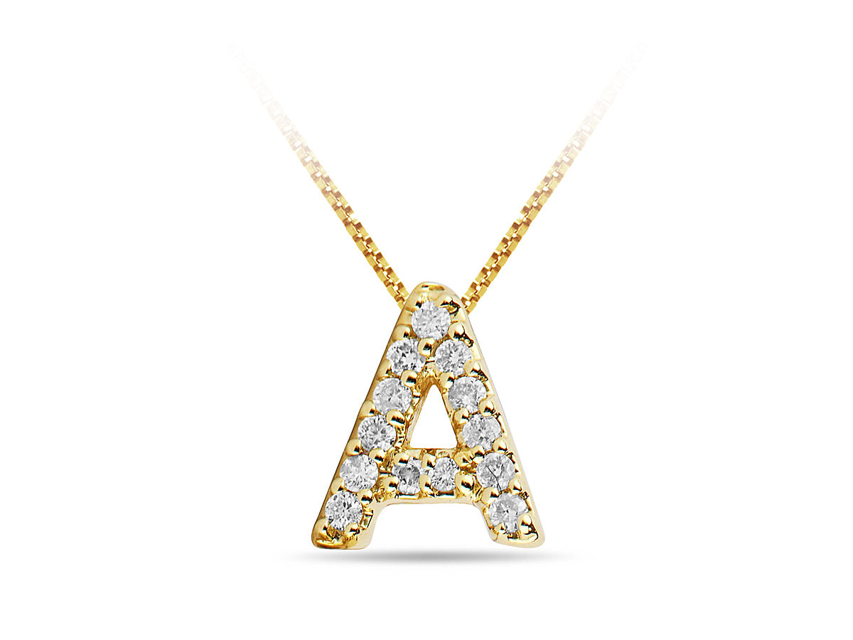 Yellow Gold and Diamond Letter 'A' Pendant