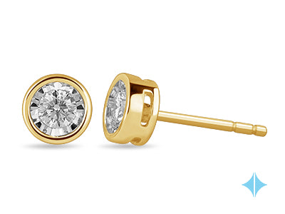 Yellow Gold and Diamond Miracle Stud Earrings