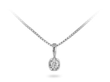 14K WG Diamond 'Moon shine' 0.05 cts Solitaire Pendant