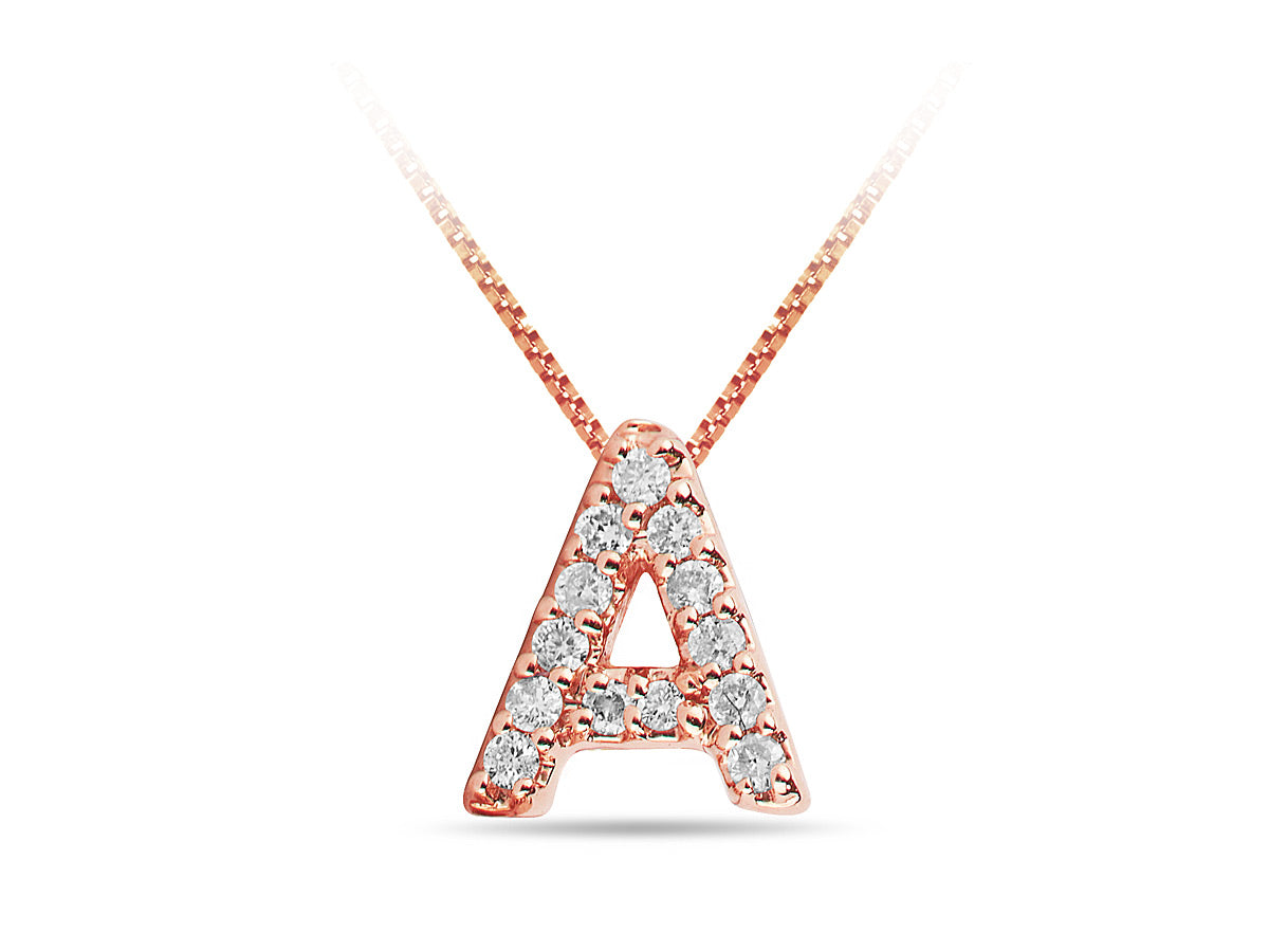 Rose Gold and Diamond Letter 'A' Pendant