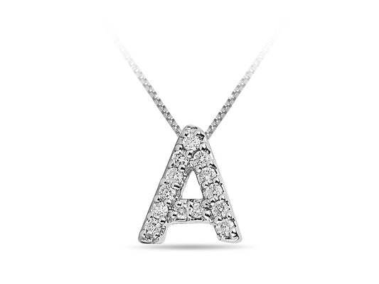 White Gold and Diamond Letter 'A' Pendant