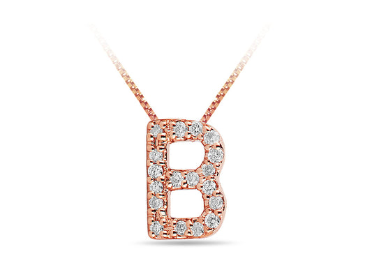 Rose Gold and Diamond Letter 'B' Pendant