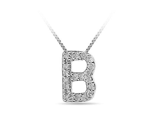 White Gold and Diamond Letter 'B' Pendant