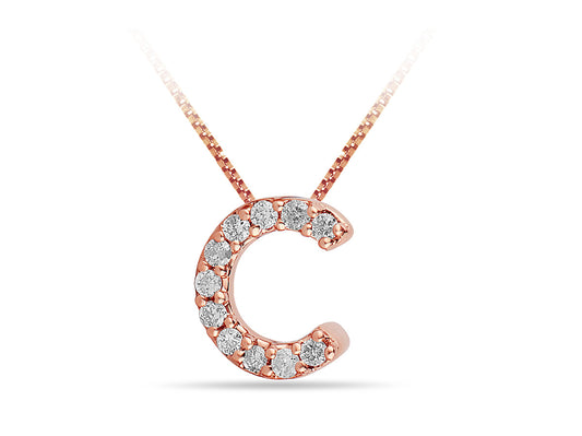 Rose Gold and Diamond Letter 'C' Pendant