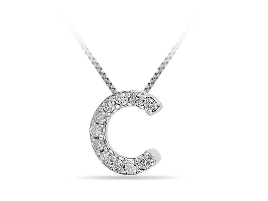 White Gold and Diamond Diamond Letter 'C' Pendant