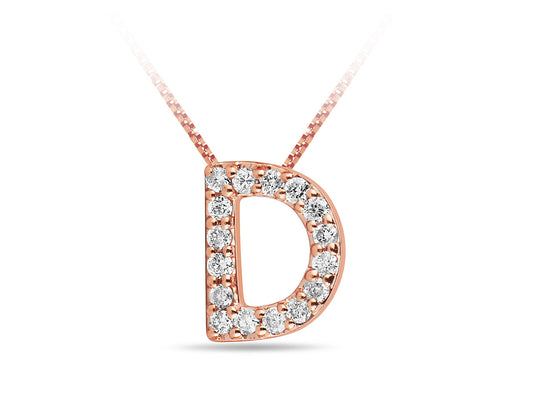 Rose Gold and Diamond Letter 'D' Pendant
