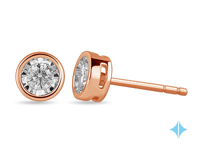 Rose Gold and Diamond Miracle Stud Earrings