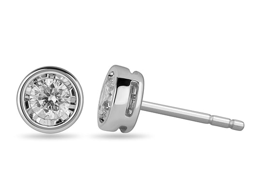 White Gold and Diamond Miracle Stud Earrings